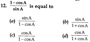 MCQ Questions for Class 10 Maths Introduction to Trigonometry with Answers 4